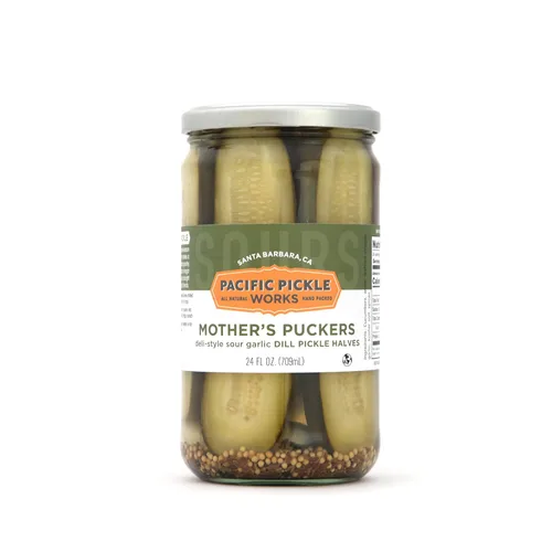 Vista 3 de Mother's Puckers – Eneldo de ajo clásico estilo casero – Mitades de pepinillo gourmet crujientes y crujientes – sin OMG, Kosher, sin azúcar, tarro