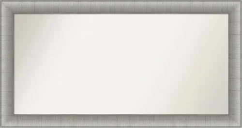 Vista 379 de Amanti Art Espejo de baño plateado para sobre el fregadero, 28 x 37 pulgadas, elegante espejo rectangular de peltre cepillado, marco de madera