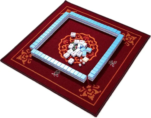 Vista 7 de Mose Cafolo Set de Juego de Mahjong Chino 1.5" X-Grande 144 Fichas de Melamina Blanca Azul Numeradas con Estuche de Viaje Portátil, Completo Majong