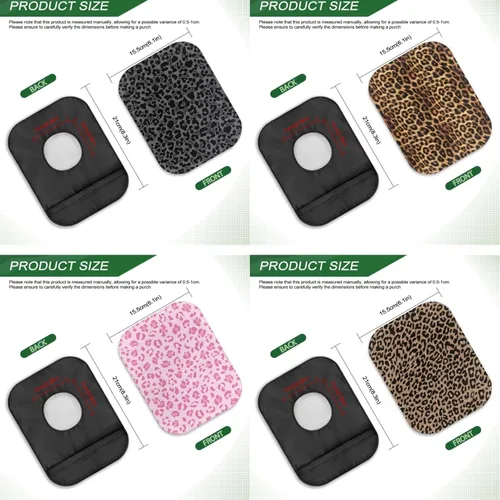 Vista 7 de Rnyleeg Fundas de bolsa de colostomía con estampado de leopardo para mujer, suministros de ostomía de moda de 4 piezas para ileostomía, cuidado
