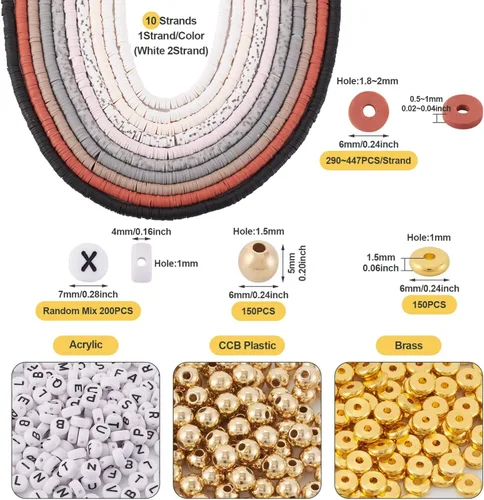 Vista 4 de PandaHall 3550 - Cuentas de arcilla polimérica con cuentas de arcilla polimérica para fabricación de joyas de playa de verano de 0.236 pulgadas
