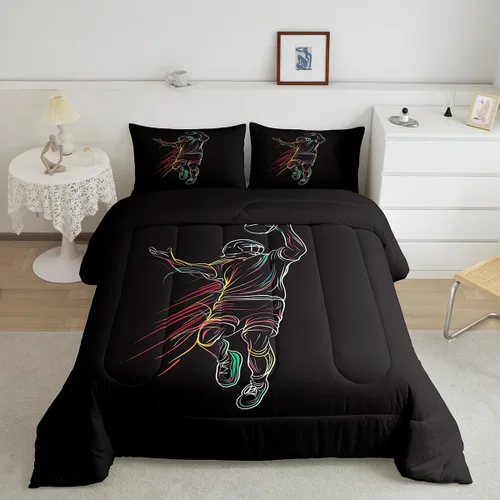 Vista 33 de Juego de ropa de cama de baloncesto para niños y adolescentes, juego de edredón deportivo para niños, tamaño matrimonial, suave, ligero, decoración