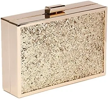 Vista 2 de Mujer Bling Brillante Glitter Square Clip Clasp Noche Oro Tamaño Único
