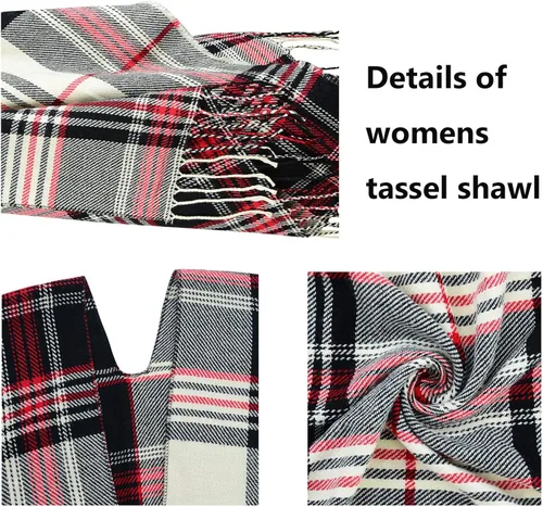 Vista 6 de Zando Womens Warm Shawl Wrap Open Front Poncho Cape Color Block Shawls Winter Cardigan Wrap Printed Ponchos for Women 2