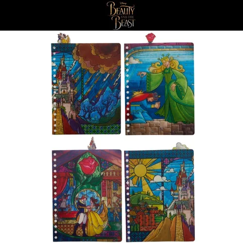 Vista 4 de Innovative Designs Disney Beauty and The Beast Journal Notebook, Spiral Bound, 96 Lined Pages, 8 x 7 inches Princess Belle and Beast Vinyl Cover