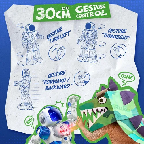 Vista 3 de Ruko 6088 Robot Juguetes para niños, detección remota programable de gestos y control de aplicación, cara LED interactiva, robot inteligente