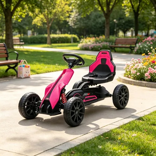 Vista 6 de Go Kart con pedal para niños, auto de 4 ruedas para niños y niñas de 3 a 8