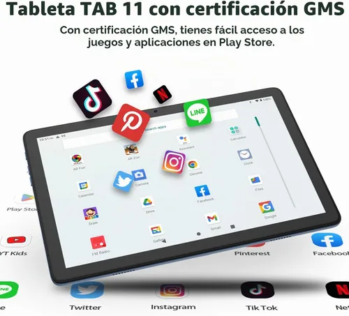Vista 5 de PRITOM TAB11 Tablet Android de 10 pulgadas, Octa-Core, 128GB, WiFi6, pantalla HD IPS, cámara dual, Bluetooth, FM, USB C, tableta con funda