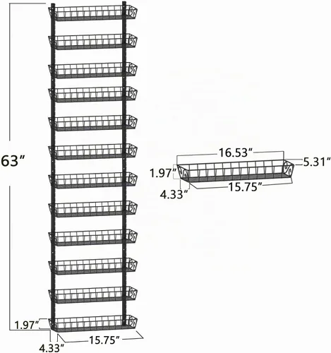 Vista 6 de SWOMMOLY Organizador Estante de Especias de Pared Ajustable, 12 Niveles de Doble Uso (Multiuso) Estante Colgante de Especias para Almacenamiento
