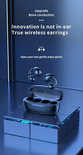 Vista 6 de Auriculares Bluetooth con clip de oreja abierto, Bluetooth 5.3, micrófono integrado, 36 horas de reproducción, conducción ósea, auriculares