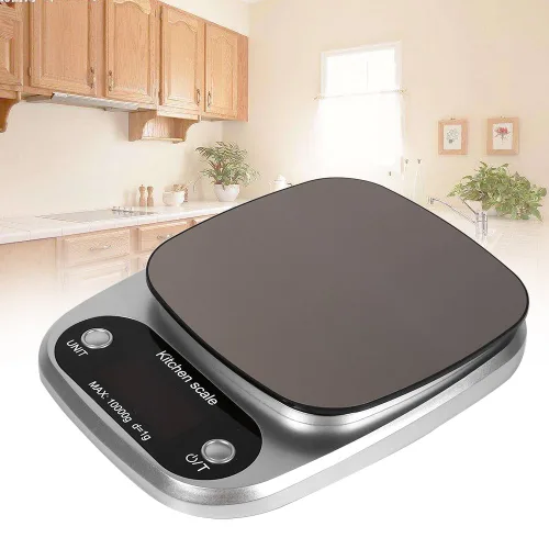 Vista 4 de Báscula de alimentos de cocina, báscula electrónica de alimentos de cocina 22.0 lbs/1G Digital Lcd Alimentos Die Cálculo Pesaje Balanza Balanza Sin