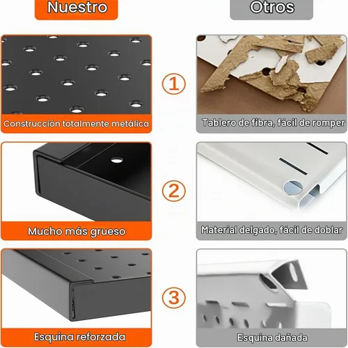 Vista 6 de TORACK 3 piezas de paneles de tablero de clavijas de metal para almacenamiento de herramientas de garaje en pared, tablero de clavijas para banco