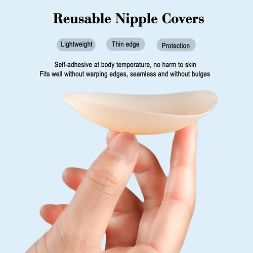 Vista 7 de Cinta de levantamiento de senos 4 unidades Adhesivo invisible para senos grandes y vestidos sin tirantes, color nude ultrafino + 4 cubiertas