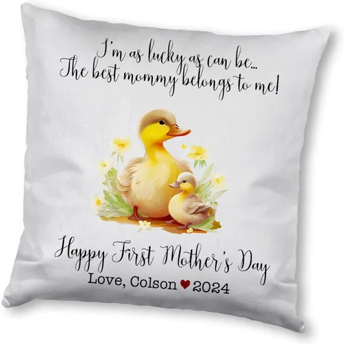 Vista 5 de Generic Funda de almohada personalizada para el primer día de la madre, regalo para mamá, decoración del hogar, cuadrado