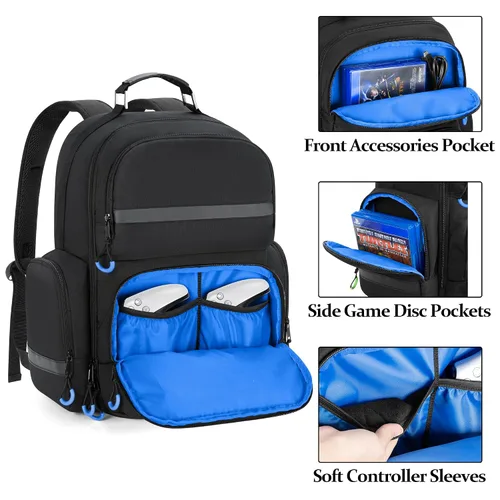 Vista 4 de PGmoon Console Backpack Compatible with Playstation 5 & PS5 Slim, Travel Carrying Case Bag with Protective Liner Fits 15.6" Laptop, Headset