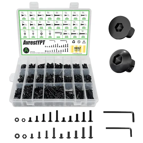 Vista 8 de 1715Pcs M2 M3 M4 M5 Screw Kit - 3D Printer Mini Screw, Allen Head/Flat Head/Countersunk Bolt/Screws, Metric Bolts Assortment, Black Nuts and Bolts