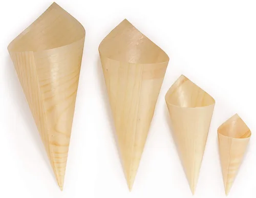 Vista 7 de BambooMN - Conos de madera desechables para alimentos y aperitivos - 3.1" x 1.5" - 100 piezas