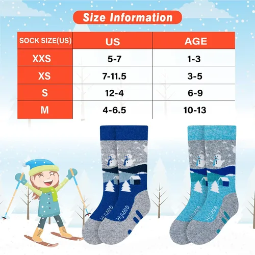 Vista 4 de Hylaea - Calcetines de lana merino para niños, calcetines térmicos cálidos hasta la rodilla, para esquí, patinaje, snowboard, para niños y niñas