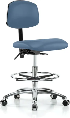 Vista 38 de Perch - Silla de laboratorio con ruedas cromadas con soporte de respaldo ajustable, altura del escritorio de 17 a 22 pulgadas, tela negra