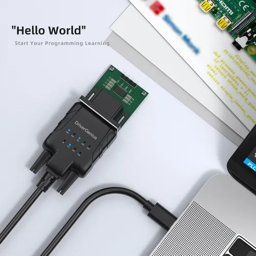 Vista 4 de DriverGenius SerialPulseX Adaptador USB-C a Serial RS232 DB9 con 9 indicadores LED - Prolific PL2303GC - Compatible con Windows 11, macOS 15, Linux