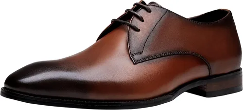 Vista 8 de Jousen Zapatos de vestir para hombre, zapatos de cuero formales Oxford Derby, zapatos de vestir retro Brogue Wingtip para hombres