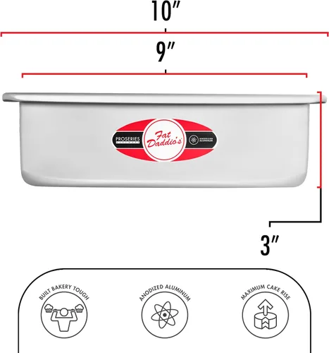 Vista 3 de Fat Daddio's POBCC-9132 - Molde de aluminio anodizado para tartas con fondo extraíble, 9 x 13 x 2 pulgadas
