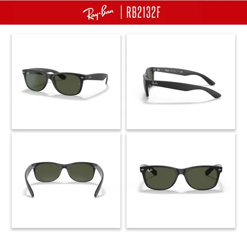 Vista 3 de Ray-Ban New Wayfarer RB2132F - Lentes de sol cuadrados de puente bajo para hombres y mujeres + paquete con kit DIW