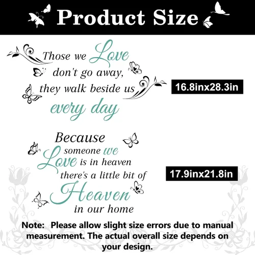 Vista 4 de Calcomanías de pared con texto en inglés «Someone We Love is in Heaven» – Letras autoadhesivas, calcomanías de pared de memoria – inspirador