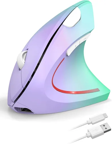 Vista 12 de TECKNET Ratón Ergonómico, Ratón Vertical Inalámbrico Recargable para Túnel Carpiano Mano Derecha, 4800 DPI 5 Niveles Ajustables 2.4GHz con Receptor
