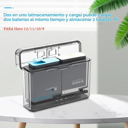 Vista 2 de Cargador de batería dual para GoPro Hero 12,11,10,9 Negro