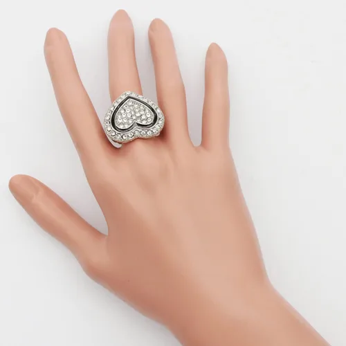 Vista 6 de Lavencious Anillos elásticos de diamantes de imitación en forma de corazón para mujer, talla 7-9