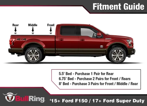 Vista 8 de Bull Ring - Amarres retráctiles para caja de camioneta ajustables para Ford F150 2015-25, Super Duty 2017-25, Raptor 2017-25 – Ajuste empotrado