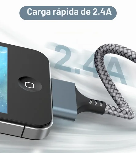 Vista 5 de AviBrex Cable de carga USB a 30 pines, carga rápida USB de 3.3 pies, paquete de 2 unidades, color gris