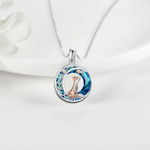 Vista 3 de CUPENDA Collar de plata de ley con colgante de zorroserpienteunicorniobúho en la lunaconejocaballo, joyería de regalo para mujeres, mamá, hermana