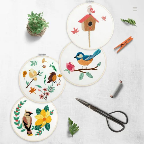 Vista 4 de Bonroy Juego de 4 juegos de bordado para principiantes, manualidades de arte, fácil costura, incluye ropa de bordado, patrón, aro de bordado, manual