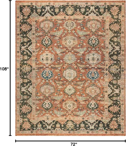 Vista 2 de SAFAVIEH Izmir Collection - Alfombra de área de 6 x 9 pies, rojo y negro, lana tradicional anudada a mano, ideal para zonas de alto tráfico en sala