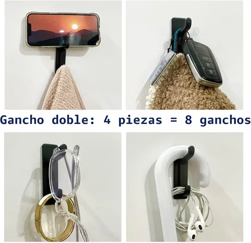 Vista 3 de Pickpiff Ganchos adhesivos fuertes de 13 libras para abrigo y toalla, color negro, paquete de 4