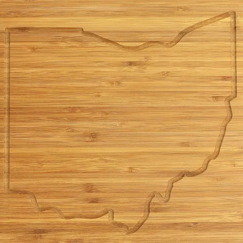 Vista 2 de BambooMN Tabla de cortar grande de bambú con imagen ranurada de Ohio, 17 x 11.5 x .75 pulgadas, 1 pieza