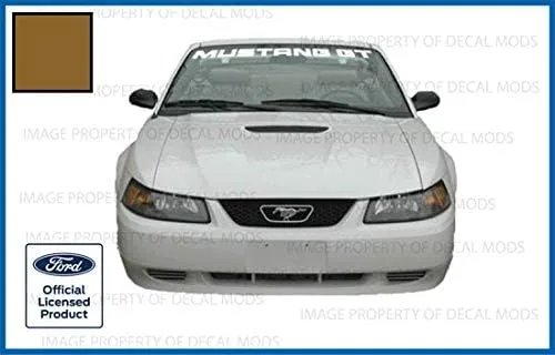 Vista 3 de Pegatina para Ford Mustang Front Parabrisas (1999-2004), diseño gráfico V6 GT - MGT, Bronce Metálico