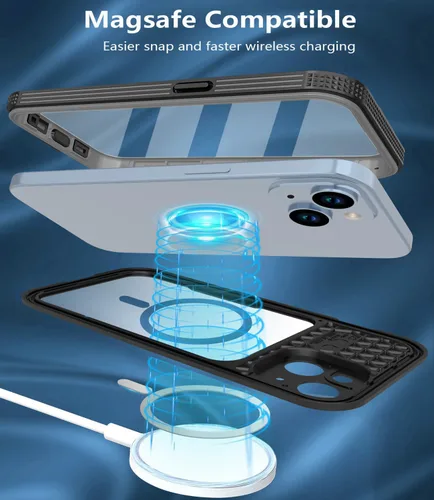 Vista 6 de Diseño para iPhone 15 Plus Funda impermeable de 6.7 pulgadas, cuerpo completo protector a prueba de golpes a prueba de polvo para iPhone 15 Plus