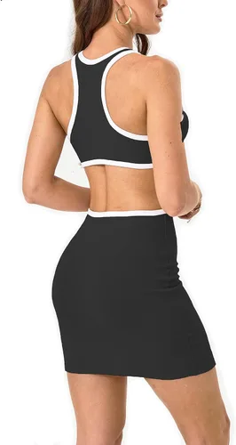 Vista 4 de Vestido ajustado sexy para mujer, cintura recortada, espalda abierta, longitud hasta el tobillo, acanalado, fiesta, club, mini vestidos midi