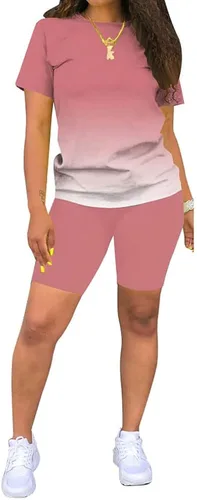 Vista 3 de PINSV Conjunto de 2 piezas ajustado con pantalón corto de verano para entrenamiento para mujer