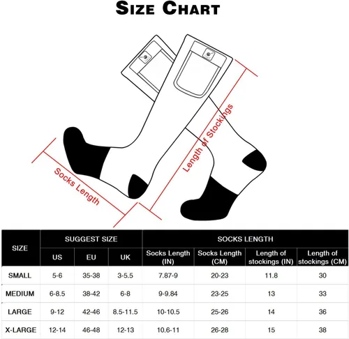 Vista 6 de SNOW DEER Calcetines calefactables, calentador de pies eléctrico con batería recargable para hombres y mujeres, invierno, esquí, caza, camping