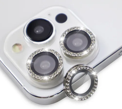 Vista 7 de BONVAN Protector de lente de cámara para iPhone 15 Pro/Pro Max/14 Pro/ProMax - Bling Glitter Diamond Metal Cristal Cristal Templado Accesorios