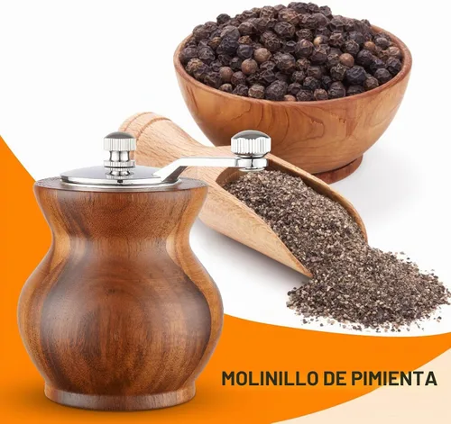 Vista 7 de Molinillo de pimienta, molinos de pimienta de madera clásicos para batir a