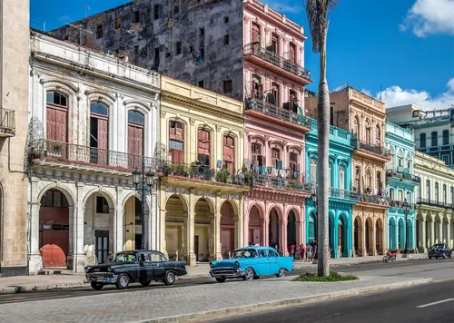 Vista 5 de BELECO Telón de fondo de tela de 5 x 3 pies para la calle de Cuba Ciudad Latinoamericana Vieja Habana Centro Calle Colorido Fondo de Casa Cuba