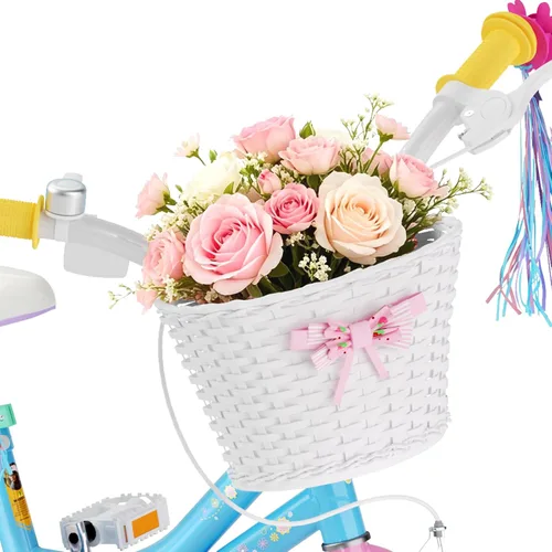 Vista 6 de KORIMEFA Bicicleta para niñas de 2 a 12 años, 12, 14, 16, 20 pulgadas, bicicleta para niños pequeños con ruedas de entrenamiento, bicicleta