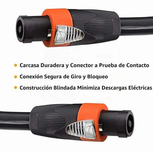 Vista 3 de HBU Paquete de 2 cables Speakon True de 4 conductores de 3 pies, cable Speakon de 4 polos a SpeakON - Amplificador de escenario PA DJ de 12 AWG a