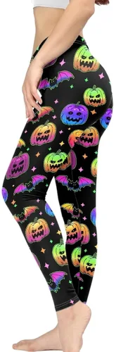 Vista 5 de Leggings de longitud flexible para mujer, pantalones suaves con estampado de flores de calavera colorida