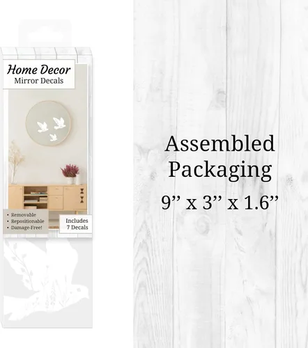 Vista 8 de Calcomanías de espejo de pájaro floral blanco – Calcomanías de vinilo elegantes y versátiles para espejos, paredes, puertas, ventanas, fáciles